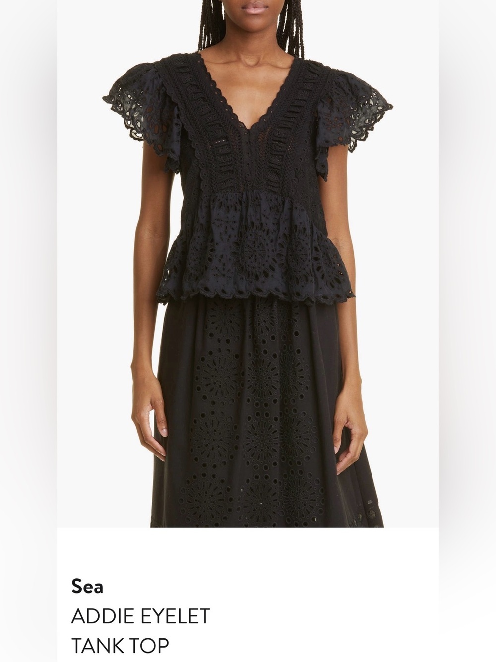 Sea Addie Eyelet Tank Top - Black